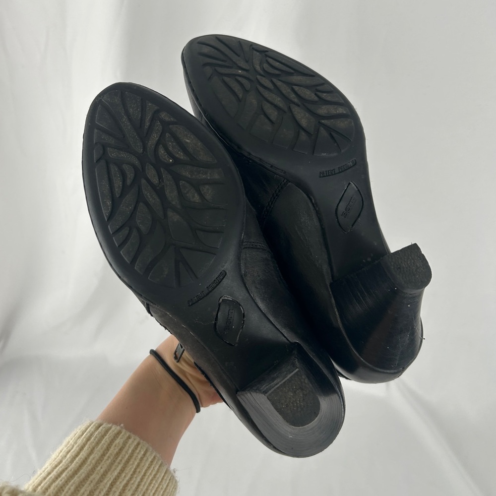 Born Black Genuine Heeled Booties with Fold & Zipper Design - Picture 7 of 8